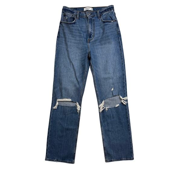 Abercrombie & Fitch Ankle Straight Leg Ultra High Rise Jeans Size 29 or 8 Long - Picture 1 of 8